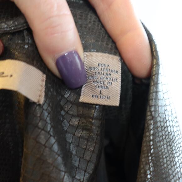 i.e. Genuine Leather Snakeskin Trench Coat w/ Belt Women’s Size L - Picture 7 of 7